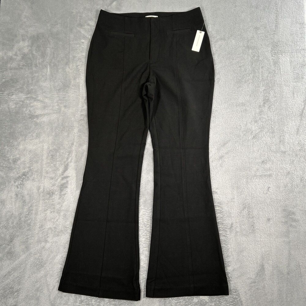 Anthropologie Maeve Off Duty Mid-Rise Flare Pants Womens 8 Black Wide Leg NWT